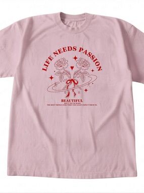 Life Needs Passion Pink Graphic Gildan Cotton T-Shirt Casual Tee